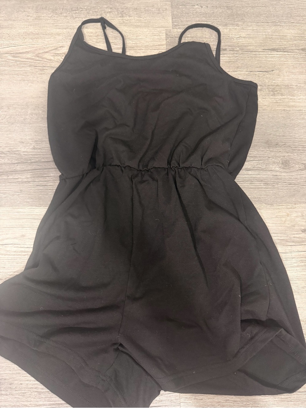 Black Sleeveless Elastic-Waist Romper